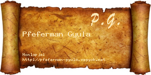 Pfeferman Gyula névjegykártya